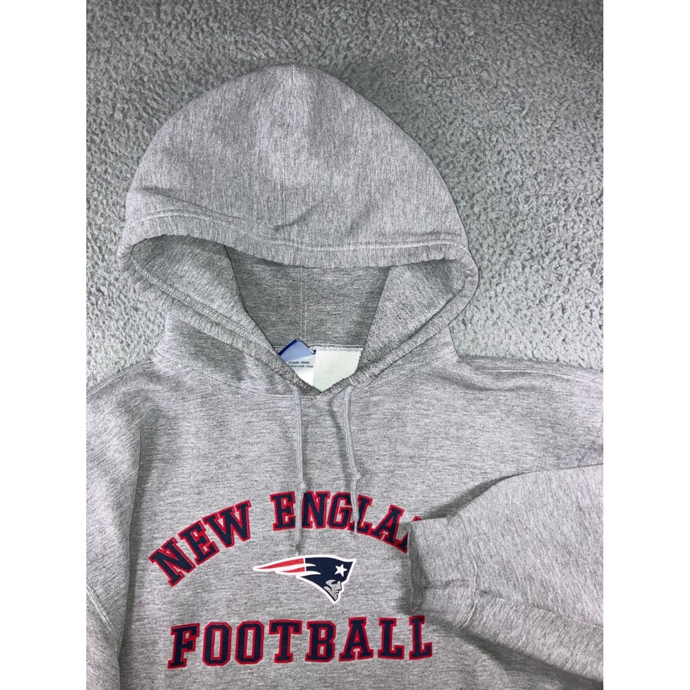 VTG Reebok NFL New England Patriots Hoodie Men L Gray Y2K Relaxed Retro Pullover